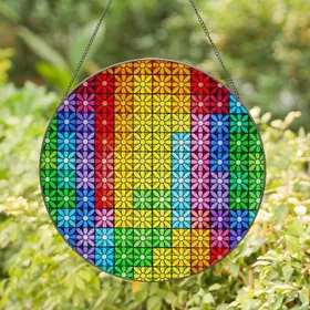 Tiffany Stained Glass Daisy Floral Mosaic Rainbow - Glowing Full Spectrum Flower Art Stained Glass Suncatcher
