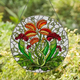 Carnivorous Plant Stained Glass - Venus Flytrap & Pitcher Plant Nature Art Collector Gift Stained Glass Suncatcher