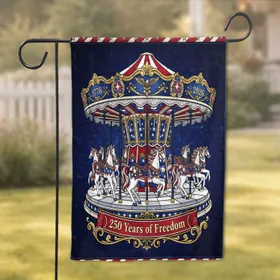 American Patriotic Carousel Horses 1776-2026 - USA 250 Years of Freedom Commemoration Garden Flag