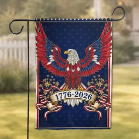 Bald Eagle Stained Glass Flag 1776-2026 - USA 250th Anniversary Gift for Dad Garden Flag