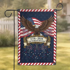 Bald Eagle American Flag 1776-2026 - USA 250 Years of Freedom Independence Day Garden Flag