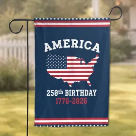 USA Map Flag 1776-2026 - America 250th Birthday Patriotic Border Independence Day Gift Garden Flag