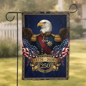 Bald Eagle American Flag 1776-2026 Military Uniform - USA 250th Anniversary Patriotic Gift Garden Flag