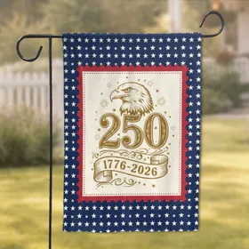 Bald Eagle 250 Emblem 1776-2026 USA 250th Anniversary Independence Day for Veterans Garden Flag