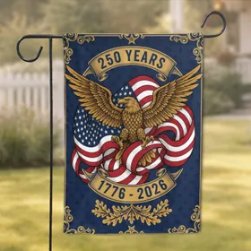 Gold Bald Eagle American Flag 1776-2026 - USA 250th Anniversary Independence Day Garden Flag