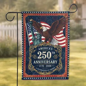 Bald Eagle American Flag Statue of Liberty - USA 250th Anniversary 1776-2026 Celebration Garden Flag