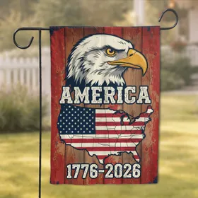 Bald Eagle American Flag USA Map 1776-2026 - USA 250th Anniversary Independence Day Garden Flag