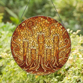 Glowing Melting Candles Jack-O'-Lantern Tiffany Stained Glass Mosaic Halloween Decor Stained Glass Suncatcher