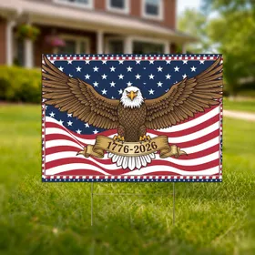 Bald Eagle American Flag 1776-2026 - USA 250th Anniversary Vintage Americana Design Yard Sign