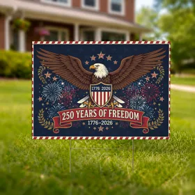 Bald Eagle American Flag 1776-2026 - USA 250 Years of Freedom Patriotic Gift for Veterans Yard Sign