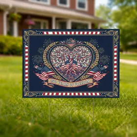Tree of Liberty Heart 1776-2026 - USA 250th Anniversary Patriotic Gift for Veterans Yard Sign