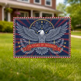 Bald Eagle American Flag 1776-2026 - USA 250 Years of Freedom Independence Day Gift for Dad Yard Sign