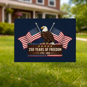 Bald Eagle American Flag 1776-2026 - USA 250th Anniversary Independence Day for Dad Yard Sign