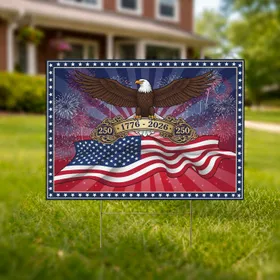 Bald Eagle American Flag 1776-2026 - USA 250th Anniversary Independence Day Celebration Yard Sign