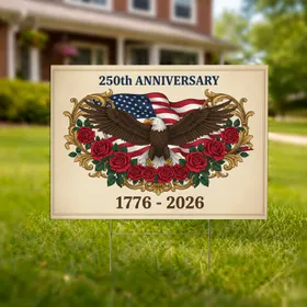 Bald Eagle American Flag 1776-2026 - USA 250th Anniversary Freedom Celebration Yard Sign