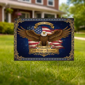 Bald Eagle American Flag 1776-2026 "One Nation Under God" - USA 250th Anniversary Yard Sign