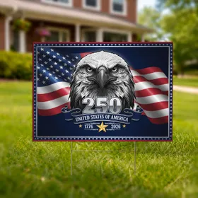 Bald Eagle American Flag 1776-2026 - USA 250th Anniversary Patriotic Celebration Yard Sign