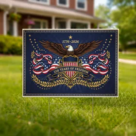 Bald Eagle American Flag 1776-2026 - USA 250th Anniversary Independence Day Celebration Yard Sign