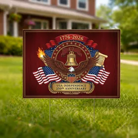 Bald Eagle Liberty Bell American Flag 1776-2026 - USA 250th Anniversary Independence Day Yard Sign