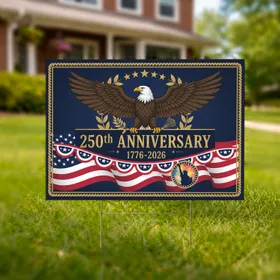 USA 250th Anniversary Bald Eagle American Flag 1776-2026 Patriotic Independence Day Yard Sign