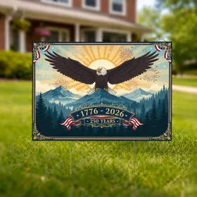 Bald Eagle American Mountains 1776-2026 - USA 250th Anniversary Gift for Veterans Yard Sign