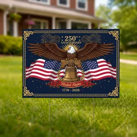 Bald Eagle American Flag Liberty Bell 1776-2026 - USA 250th Anniversary Independence Day Yard Sign