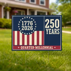 Distressed American Flag 1776-2026 - 250 Years Quarter-Millennial USA Celebration Yard Sign
