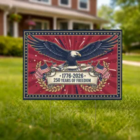 Bald Eagle American Flag 1776-2026 - USA 250th Anniversary Independence Day Gift for Veterans Yard Sign
