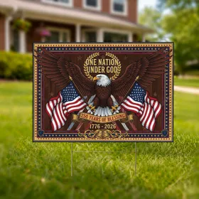 Bald Eagle American Flag 1776-2026 - USA 250th Anniversary One Nation Under God Patriotic Decor Yard Sign