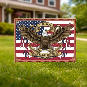 Bald Eagle American Flag 1776-2026 - USA 250th Anniversary Patriotic Freedom Decor Yard Sign