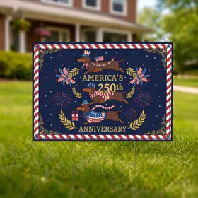 Patriotic Dachshunds 1776-2026 - USA 250th Anniversary Independence Day Gift for Dad Yard Sign