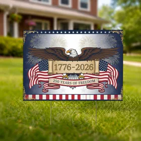 Bald Eagle American Flag 1776-2026 - USA 250 Years of Freedom Anniversary Yard Sign