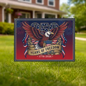 Bald Eagle American Flag 1776-2026 - USA 250th Anniversary Independence Day Patriotic Gift Yard Sign