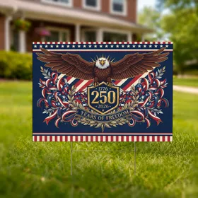 Bald Eagle American Flag 1776-2026 - USA 250th Anniversary Independence Day for Veterans Yard Sign