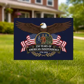 Bald Eagle American Flag 1776-2026 USA 250th Anniversary Independence Historical Figures Yard Sign
