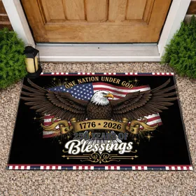 Bald Eagle American Flag 1776-2026 - One Nation Under God USA 250th Anniversary Doormat
