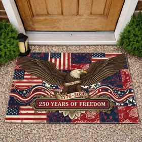 Bald Eagle American Flag 1776-2026 - USA 250th Anniversary Freedom Commemoration Doormat