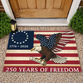 Bald Eagle American Flag We The People 1776-2026 - USA 250th Anniversary Gift for Veterans Doormat