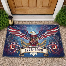 Bald Eagle American Flag 1776-2026 - USA 250th Anniversary Patriotic Celebration Doormat