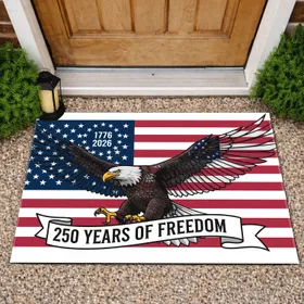 Bald Eagle American Flag 250th Anniversary - 1776-2026 USA Freedom Celebration Doormat