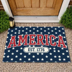 AMERICA EST. 1776 Collegiate - USA 250th Anniversary Patriotic Flag Design Doormat