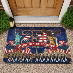 Bald Eagle Liberty Statue 250th Anniversary 1776-2026 Flag - USA Freedom Independence Day Doormat