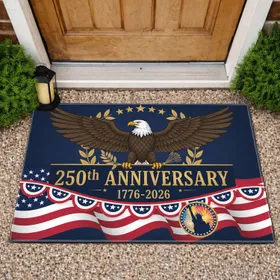 USA 250th Anniversary Bald Eagle American Flag 1776-2026 Patriotic Independence Day Doormat