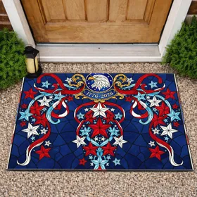 Bald Eagle Stained Glass 1776-2026 - USA 250th Anniversary Independence Day Gift for Veterans Doormat