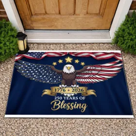 Bald Eagle American Flag 1776-2026 - USA 250th Anniversary '250 Years of Blessing' Doormat