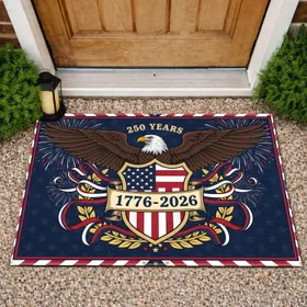 Bald Eagle American Flag 1776-2026 - USA 250th Anniversary Patriotic Gift for Veterans Doormat