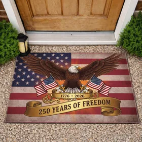 Bald Eagle American Flag 1776-2026 - USA 250 Years of Freedom Gift for Veterans Doormat