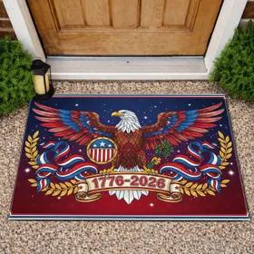 Bald Eagle American Flag 1776-2026 - USA 250th Anniversary Independence Day Gift Doormat