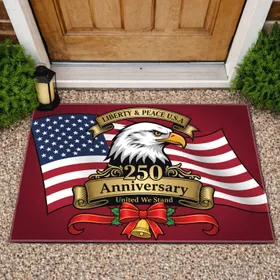 Bald Eagle American Flag 250th Anniversary 1776-2026 United We Stand Doormat