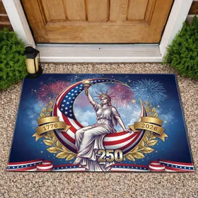 Lady Liberty Crescent 1776-2026 USA 250th Anniversary Patriotic - Independence Day Gift Doormat